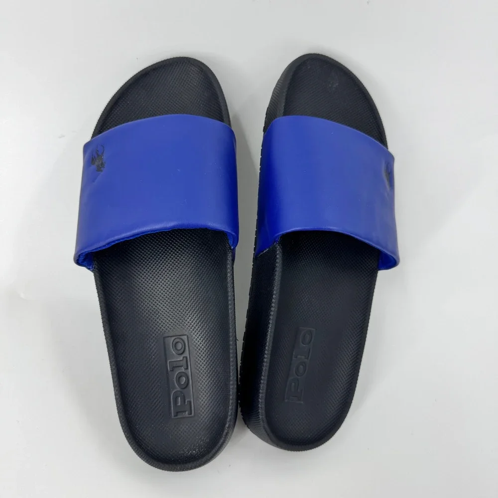 Polo‎ Ralph Lauren Cayson Slides Royal Blue Mens Size 12 Pool Sandals